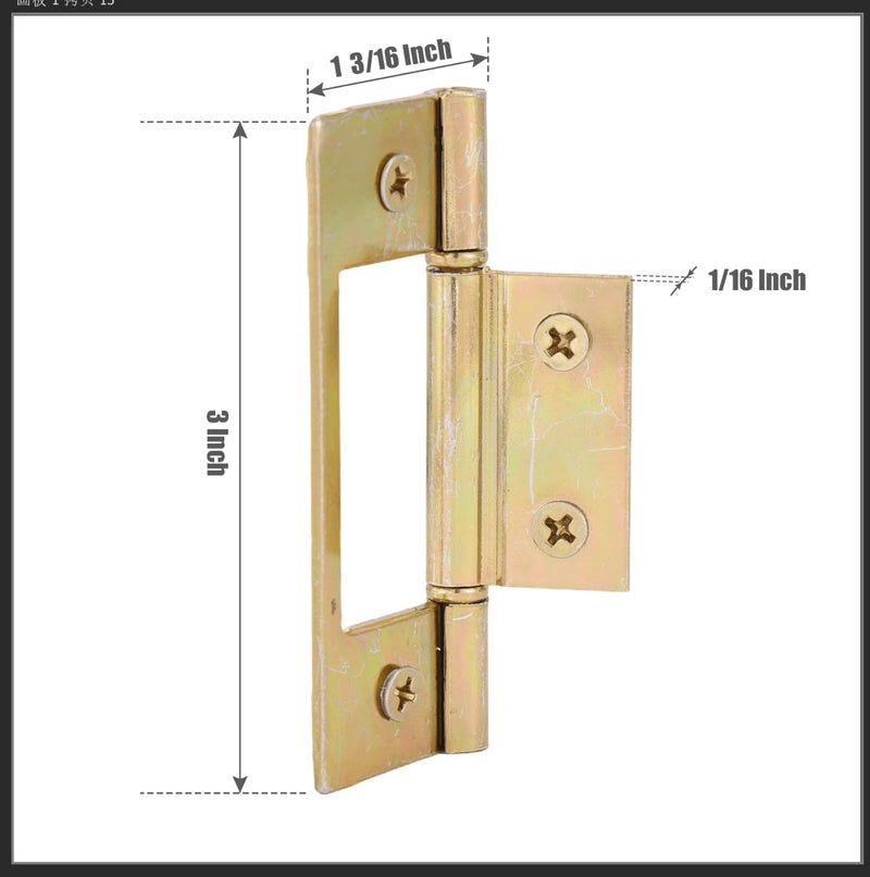 Lashow 6 Pack Bifold Door Hinge Non-Mortise Bi-fold Door Hinges Surface Mounted Hinges for Closet Bifold Doors，3 Inch & Brushed Brass - Image 4